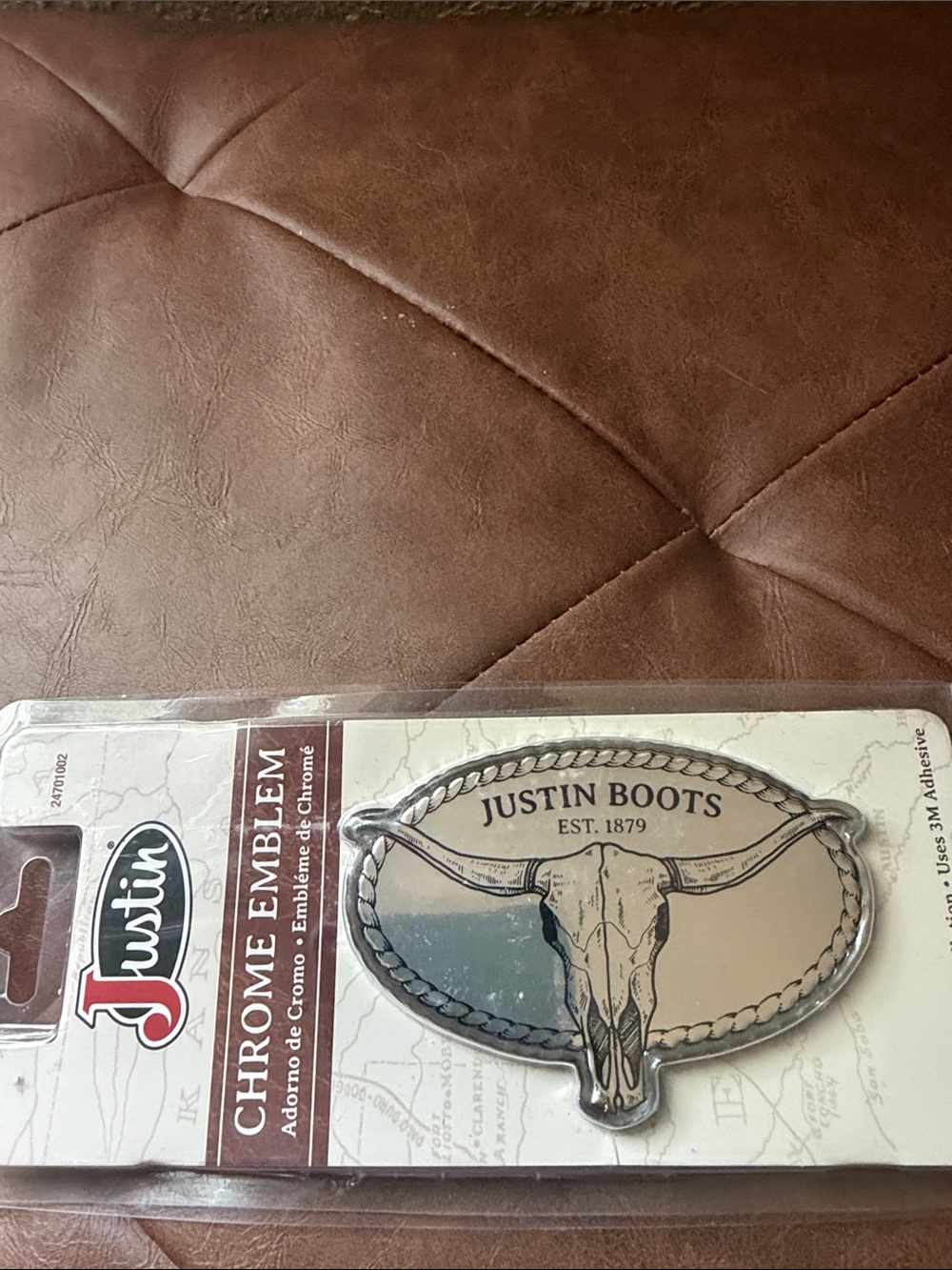 Justin Boots Silver and Cream Chrome Emblem